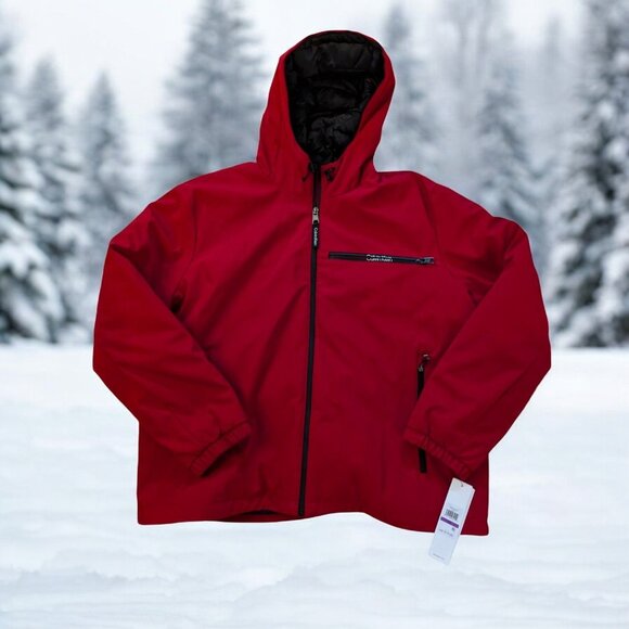 NEW Calvin Klein Hooded Red Soft Shell Winter Jacket Mens XXL  Water-Resistant W - Picture 1 of 13